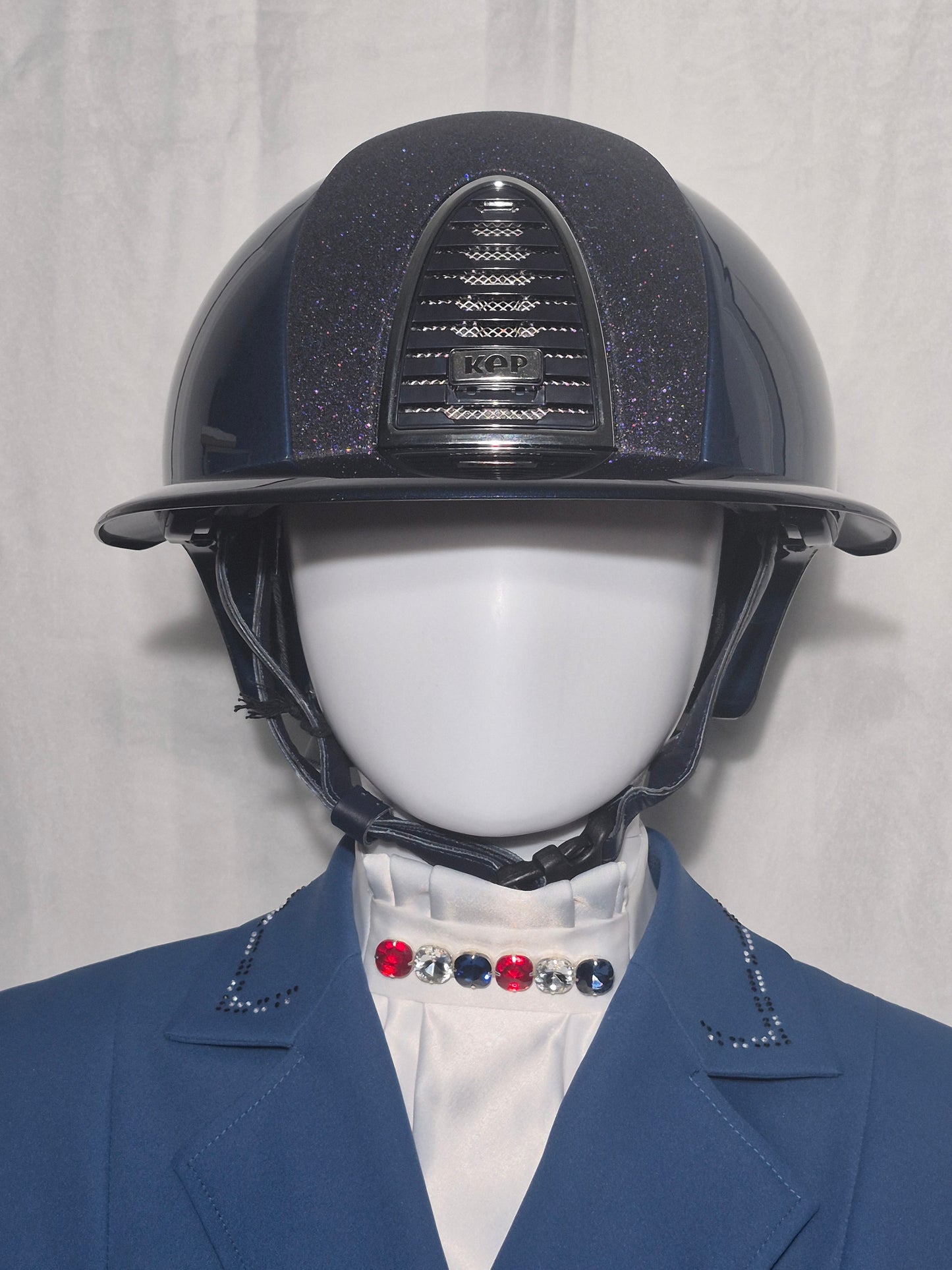 Kep 2.0 L  Blue Star, Visor polish polo blue. Grid, sub grid and button Mirror silver. KEP Logo metal