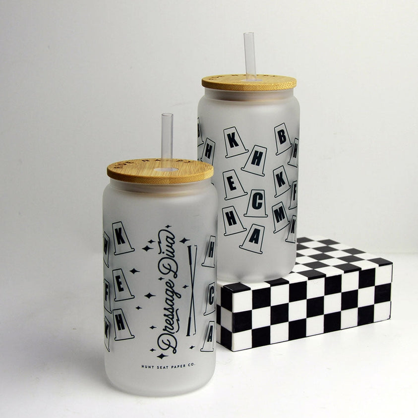Dressage Diva Glass Tumbler w/ Bamboo lid and Straw