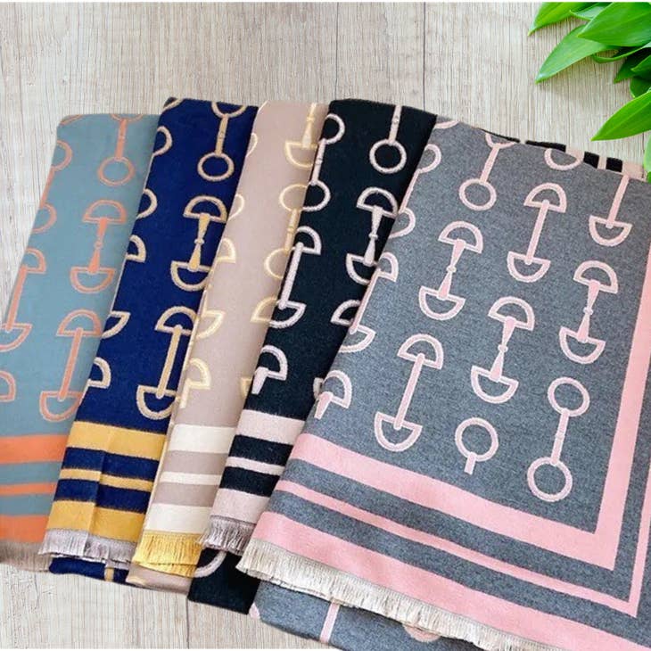Equestrian Snaffle Bit Horse Design Scarf Wrap