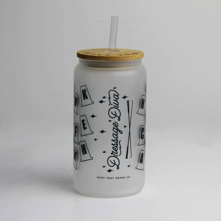 Dressage Diva Glass Tumbler w/ Bamboo lid and Straw
