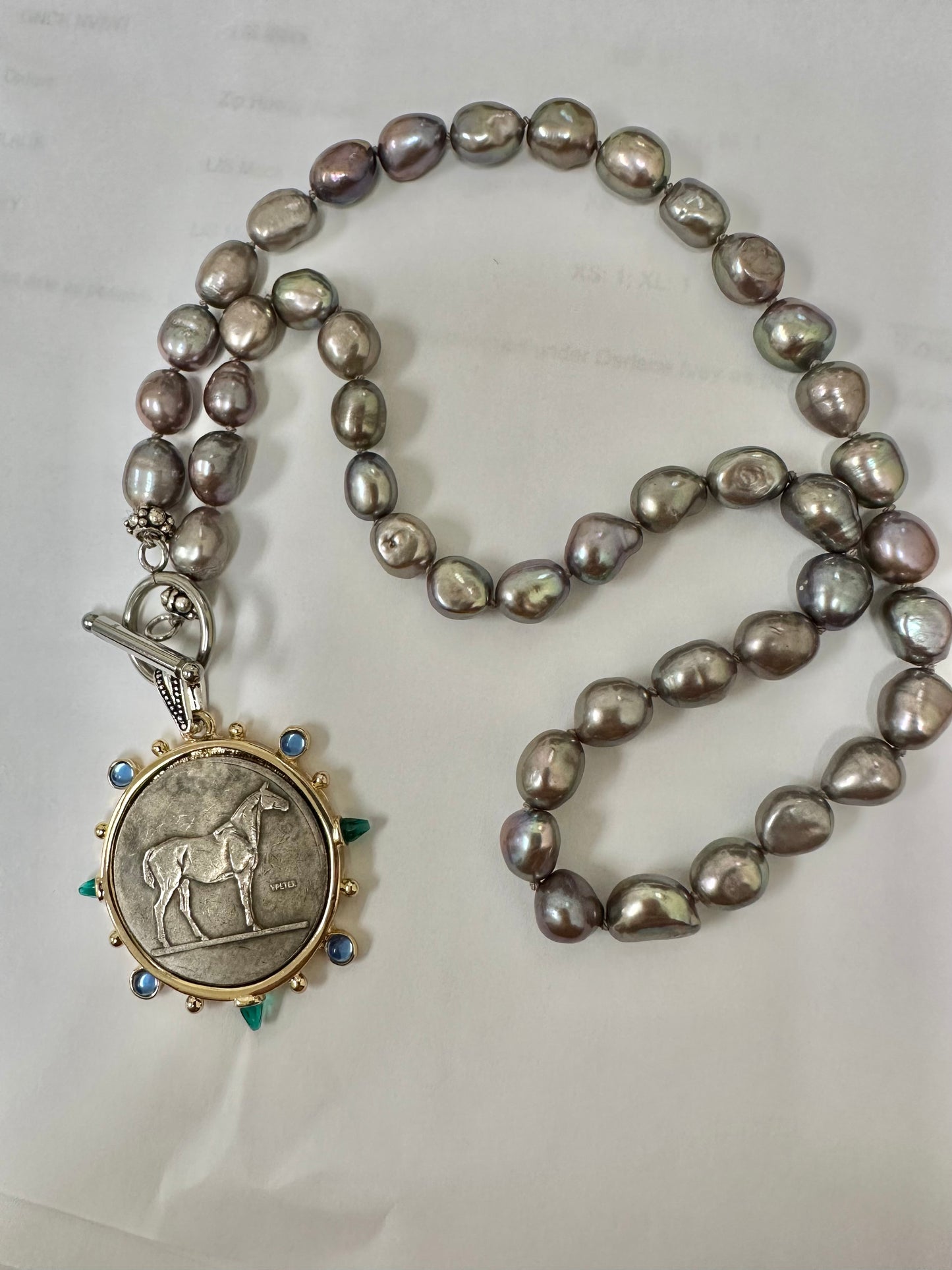 TJP Horse Lovers with faux gemstones baroque pearls