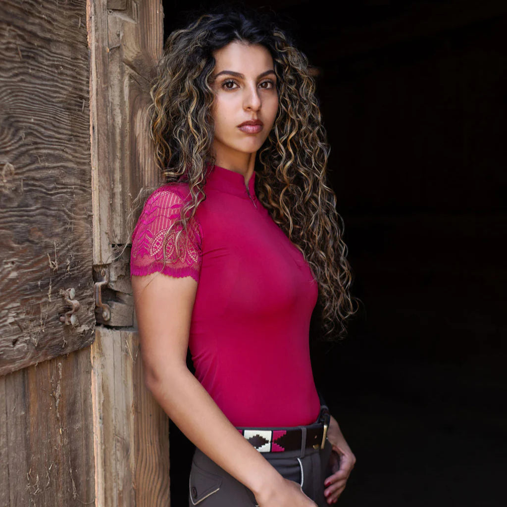 Halter Ego Charlie Short Sleeve Lace Riding Shirt
