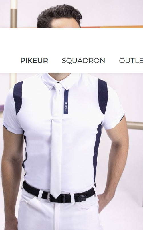 Pikeur Men's Competiton Shirt  white with Navy details 4335