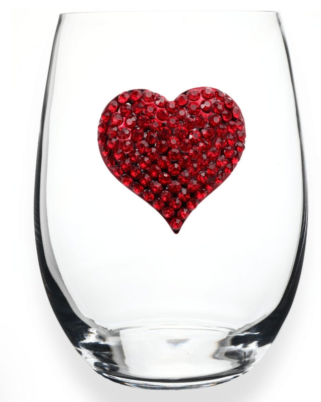 The Queens Jewels Red Heart Stemless Wine Glass