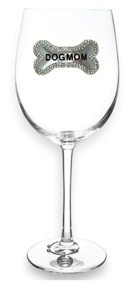 The Queens Jewels Dog Mom Stemmed Wine Glass