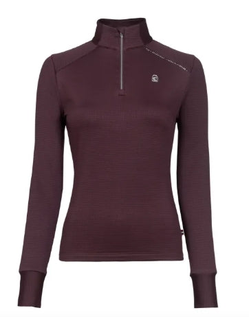 CavalDuens long sleeve close-fitting, half-zip, fleece inside- Dusty Plum