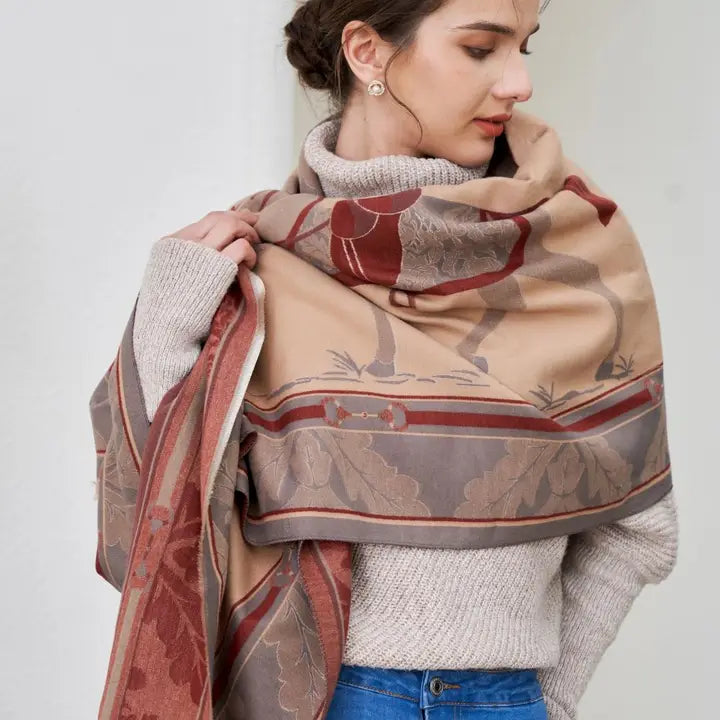 Awst Intl Baroque Horses Acrylic Cashmere Scarf