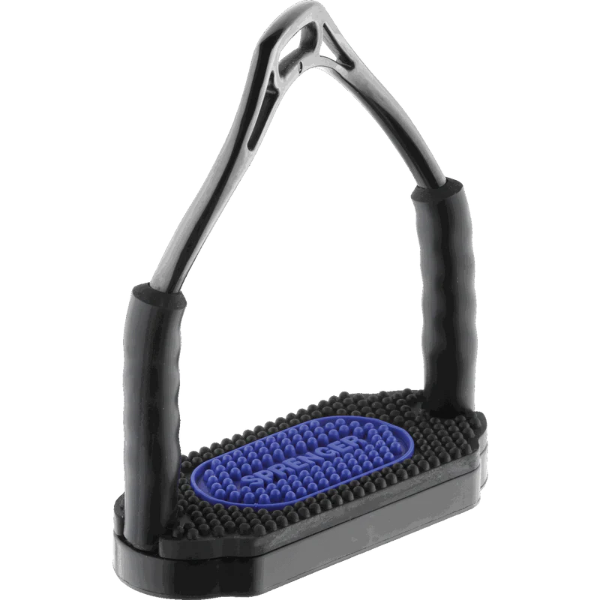 HS Bow Balance Stirrups St. St. - with black/blue pad