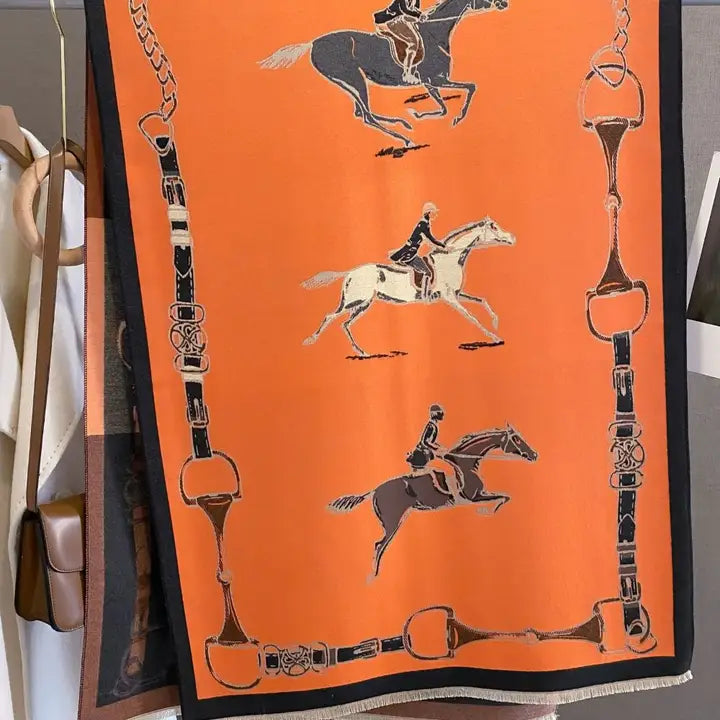 Awst Int'l Hunter Horses Acrylic Cashmere Scarf