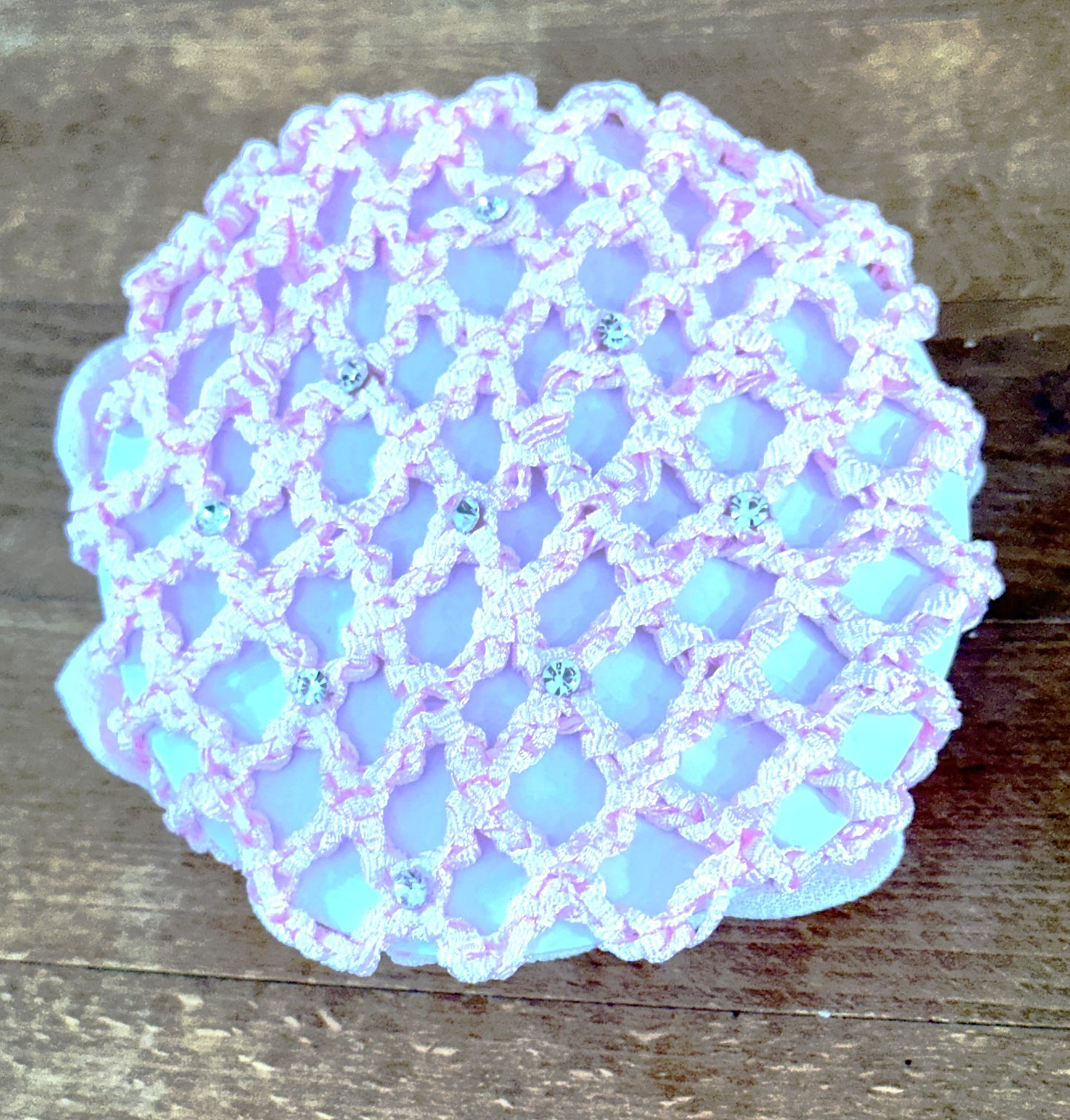 Bun Covers , crocheted, rhinestones, scrunchie with inside clips