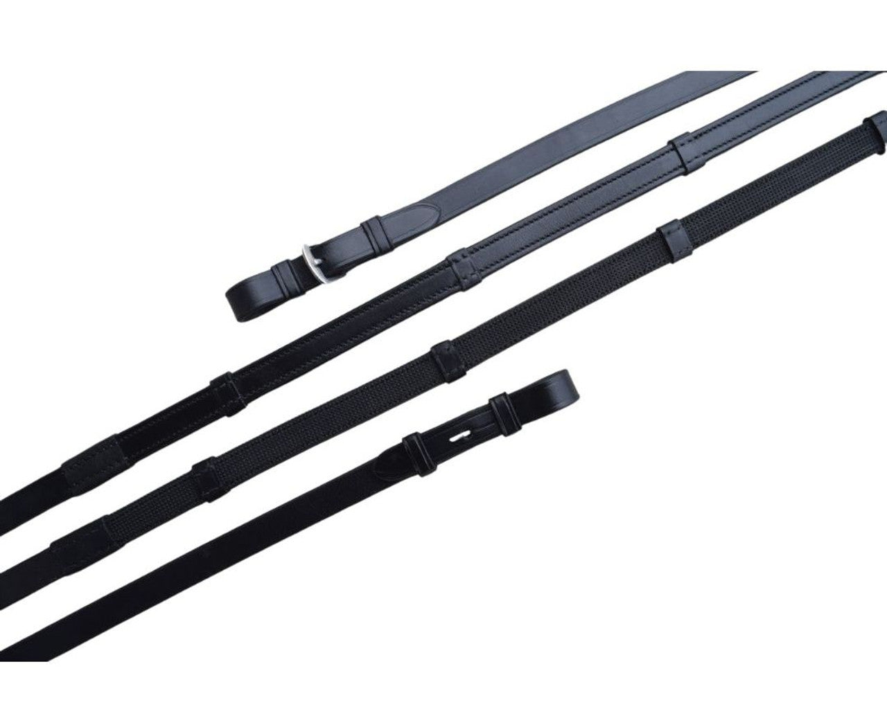 KL Easy Grip Reins, Rubber Lined Leather with Stops