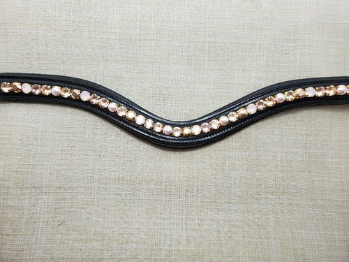 Red Barn Curved Rose Pearl Browband