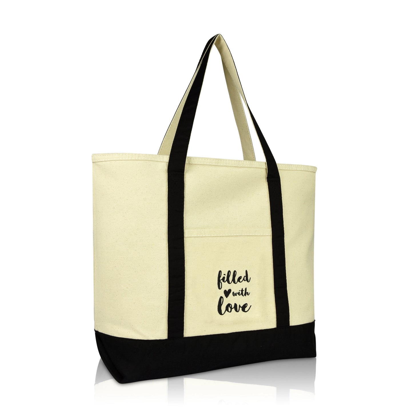 DALIX Filled With Love Cute Cotton Tote Bag