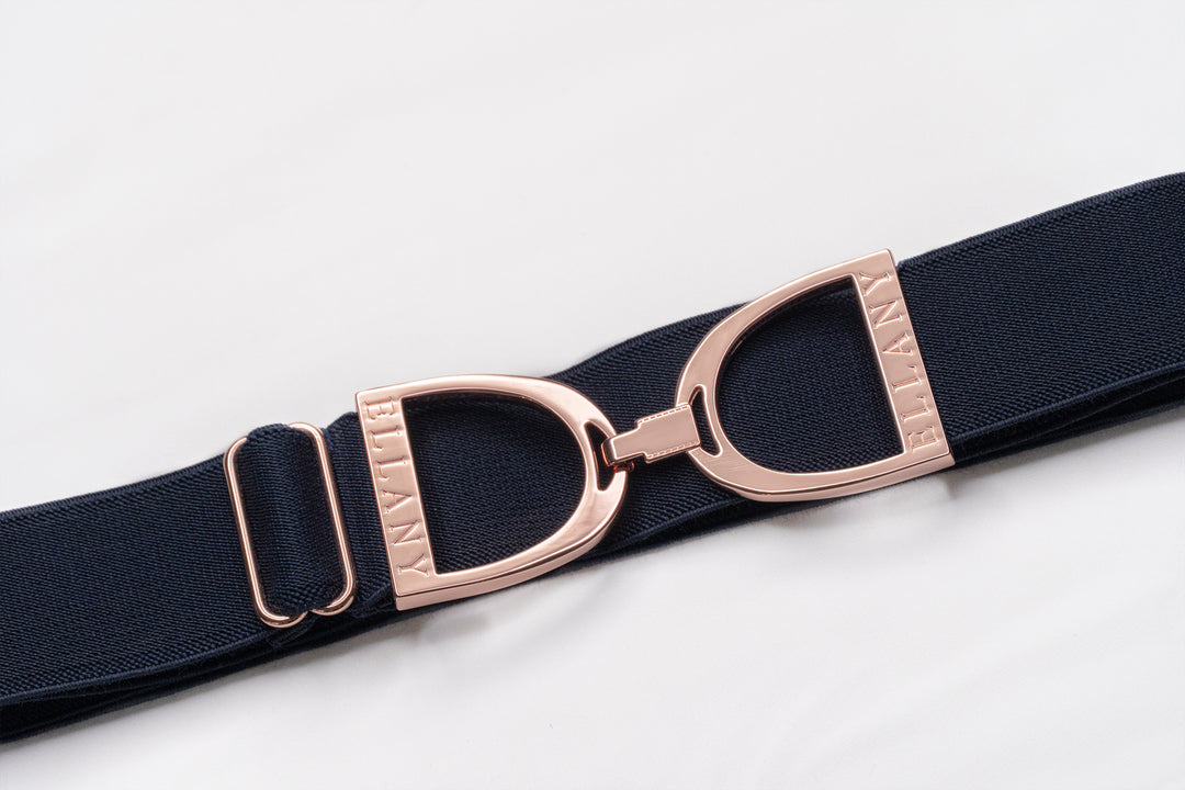Ellany 1.5" Silver, Gold or Rose Gold Stirrup Buckle Elastic Belt