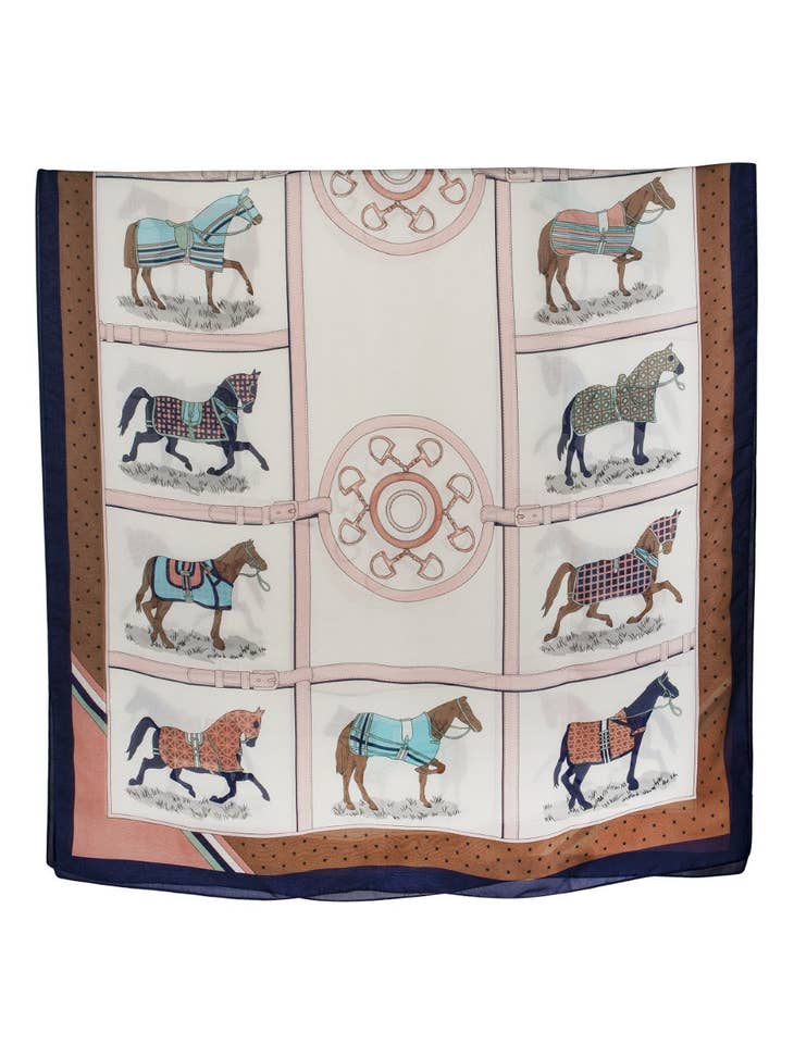 Silk Scarf , Horses in Blankets