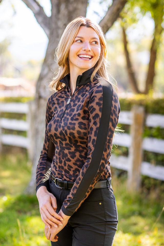 Kastel 1/4 zip long sleeves Expresso Leopard