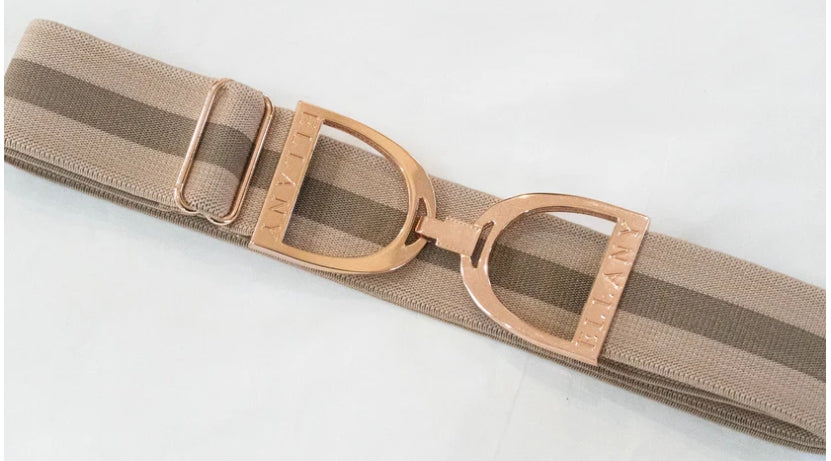Ellany 1.5" Silver, Gold or Rose Gold Stirrup Buckle Elastic Belt