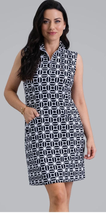 IBKUL Sleeveless Mock Neck Dress