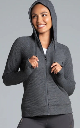 IBKUL Solid Popcorn Stitch Zip Hoody Jacket