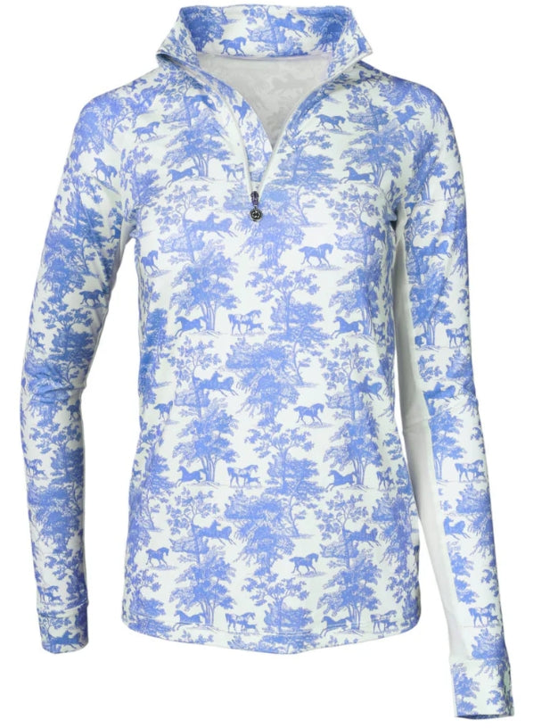 Dapple Bay Equestrian Toile Quarter Zip Sunshirt