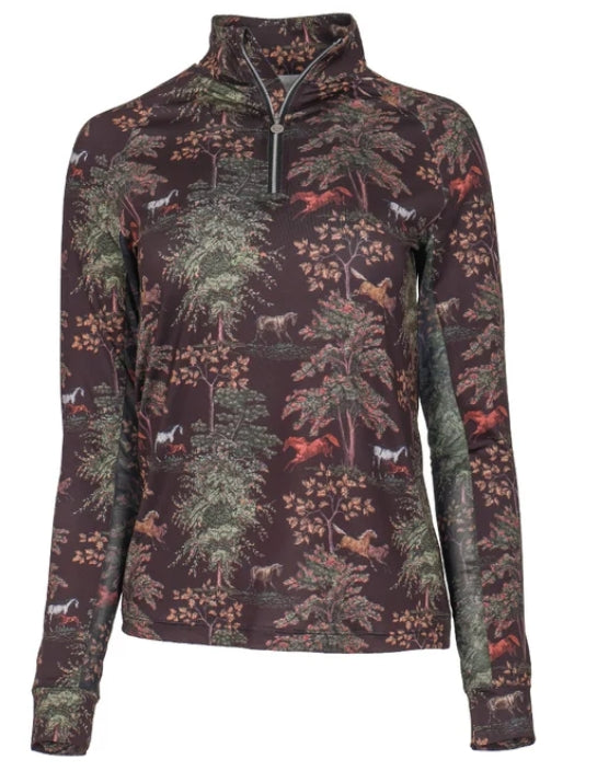 Dapplebay Autumn Toile 1/4 Zip Long Sleeve Riding Top