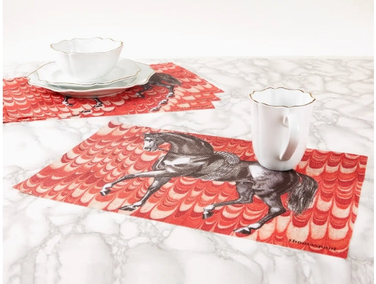 TP Vinyl Placemats Equus Marble Set/4 12"x18"