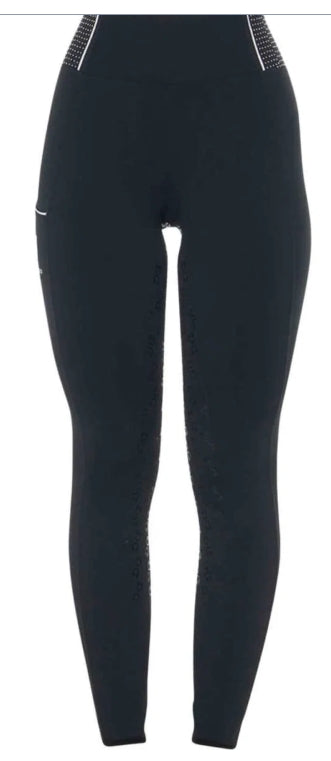Equestro high Waist Slim Fit Rhinestones Leggings Black