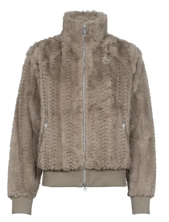 CAVALDEA mink fleece jacket, stand-up collar, latte