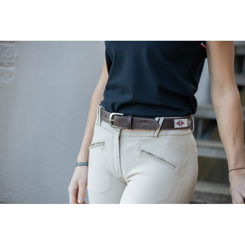 Penelope Pearl Belt Black and White / Brown and Pink