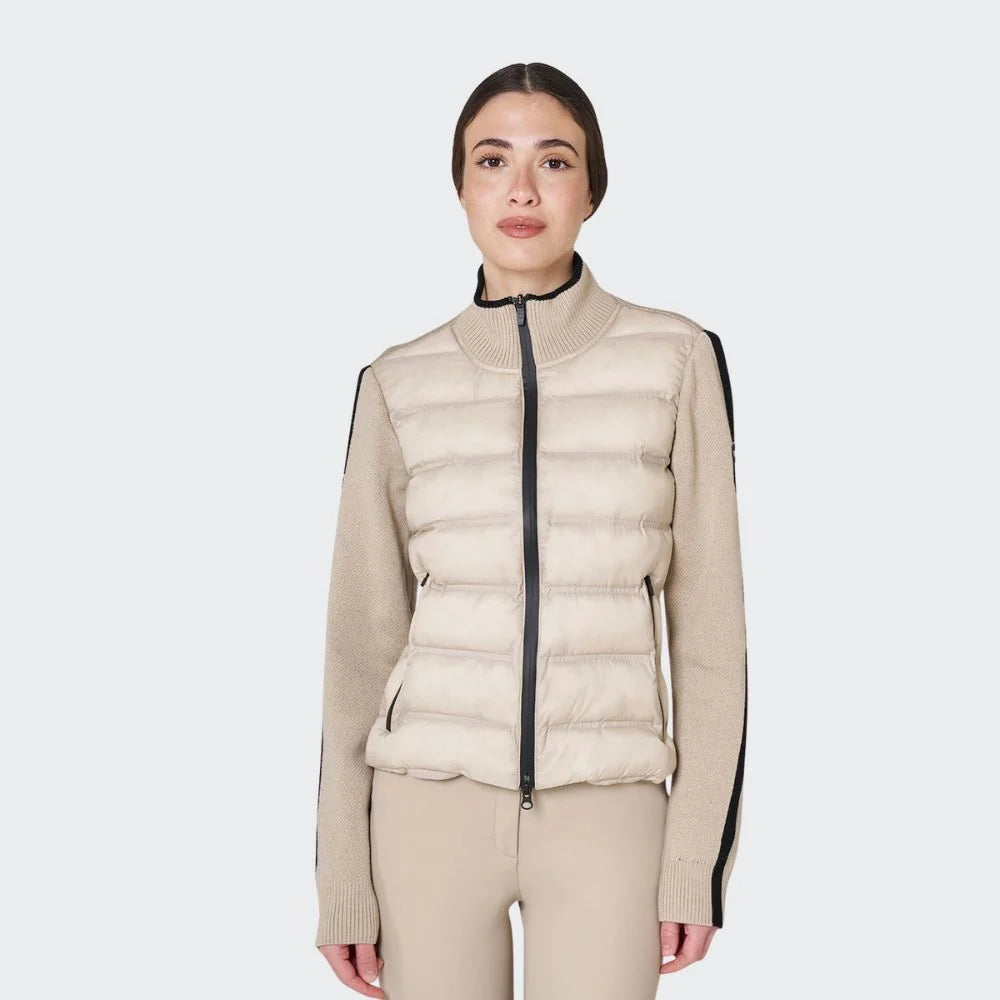 Equestro Full Zip Hybrid Nylon knit Jacket, Cobbelstone