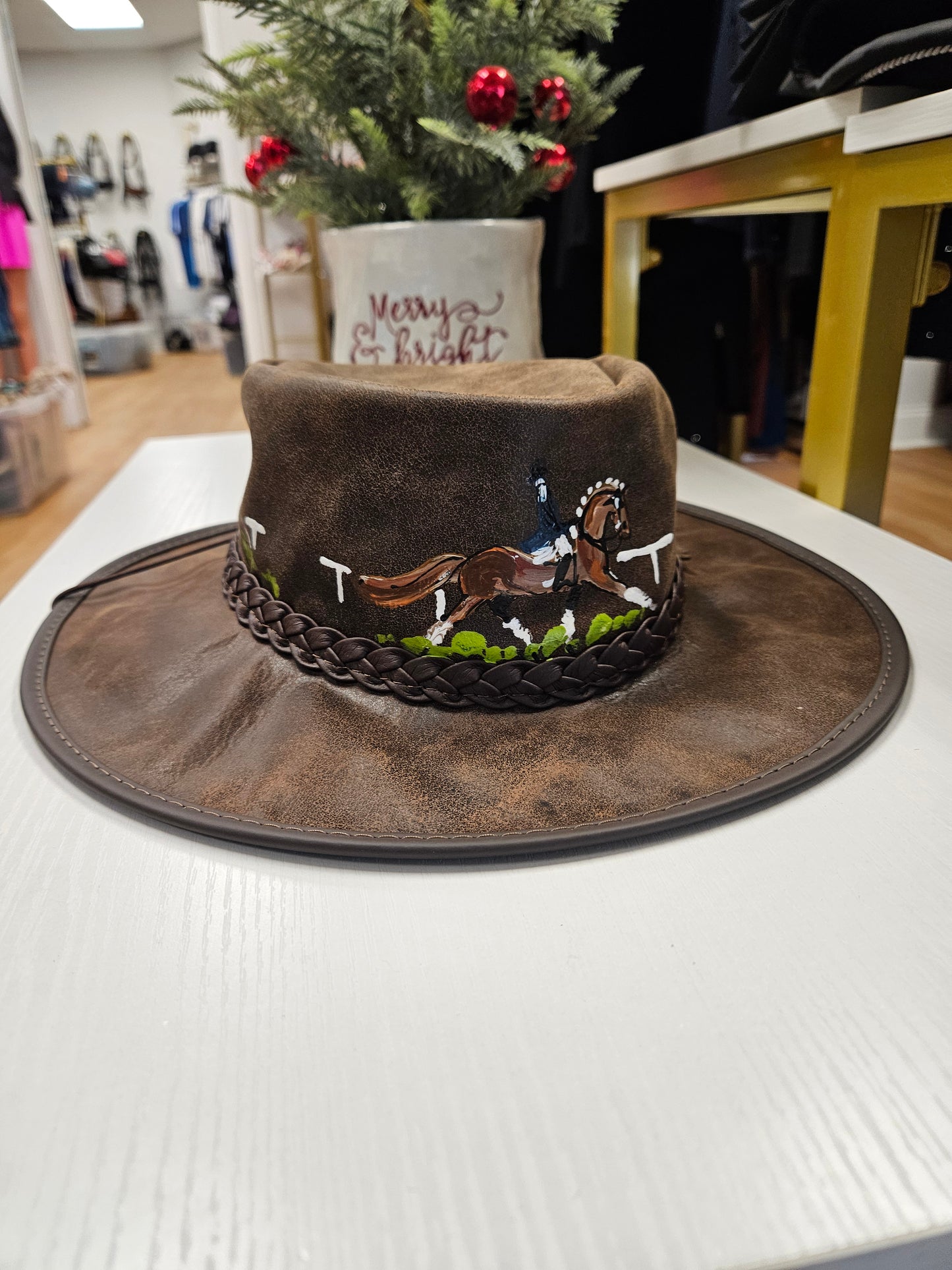 Frederique Leather Hand Painted Hat