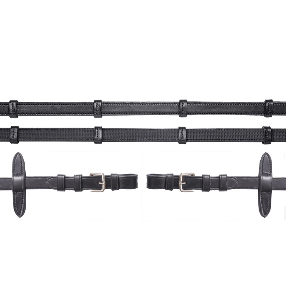 schockemohle Rubber Lined Leather Reins with Stops