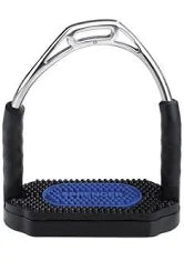 HS Bow Balance Stirrups St. St. - with black/blue pad 4 1/4