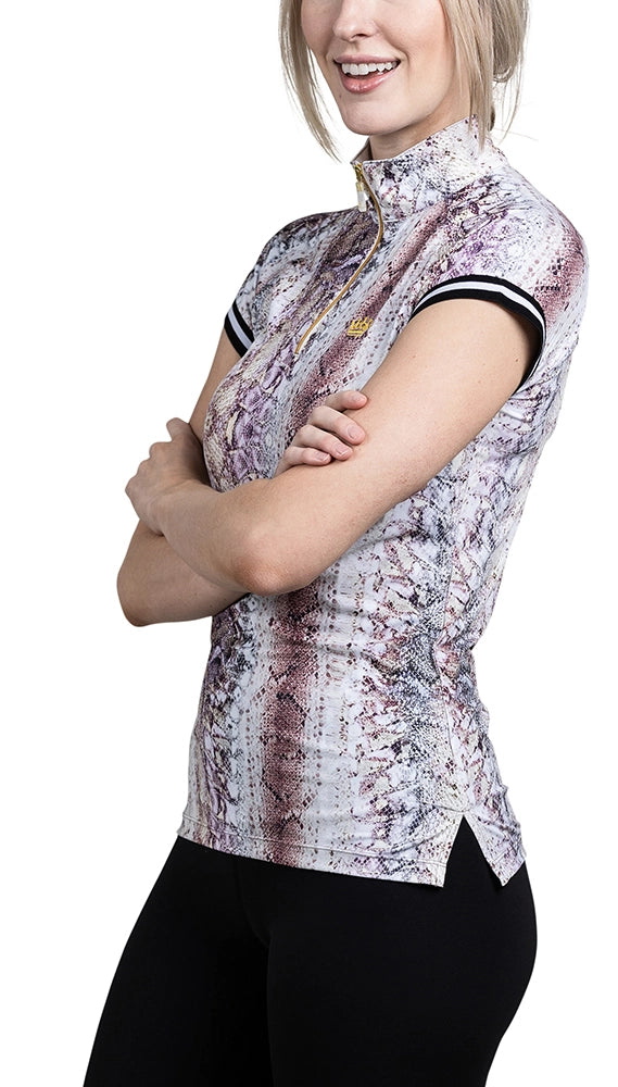 Kastel Lilac Snake Print with Trim Cap Sleeve Sun Shirt