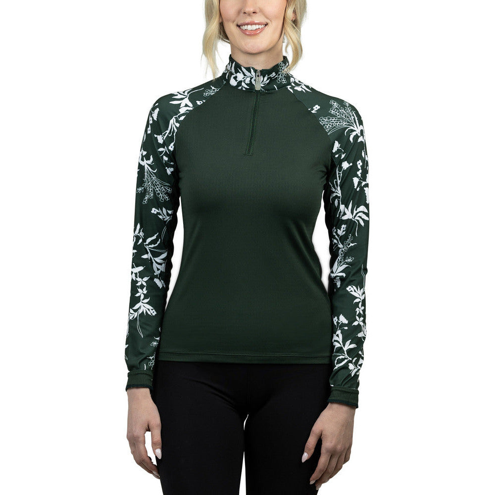 Kastel Forest Green and White Floral Long Sleeve Raglan Print